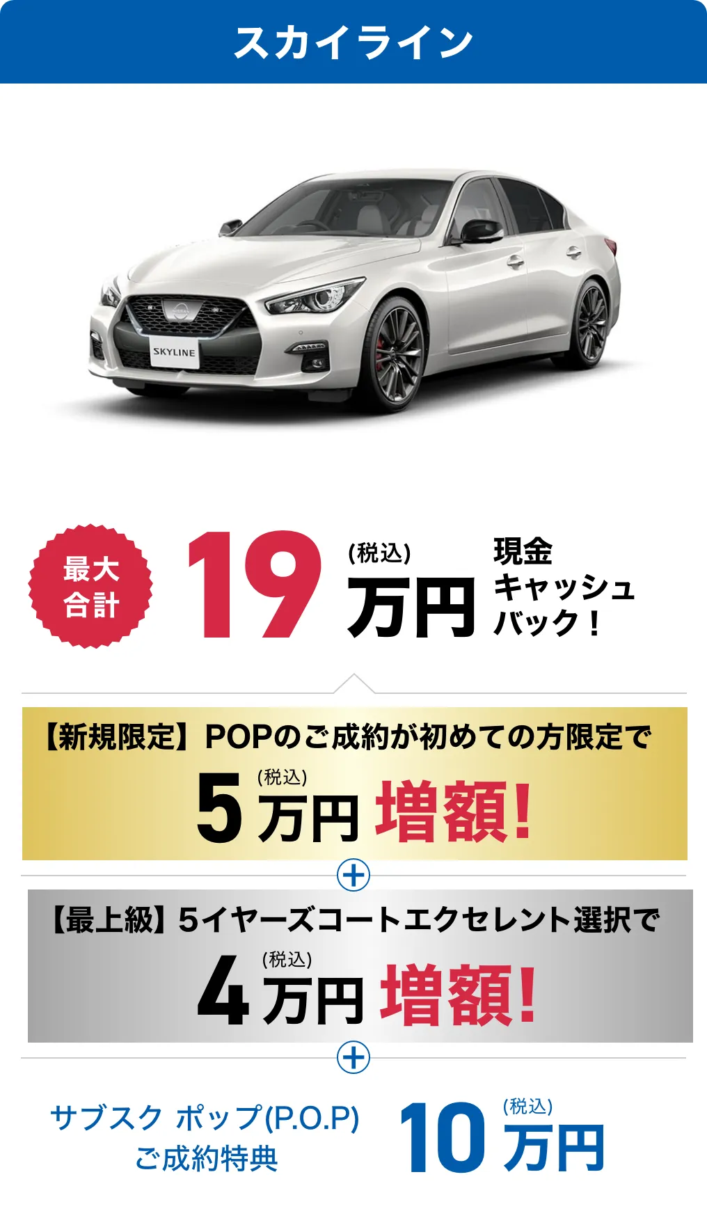 スカイラインのキャッシュバック金額